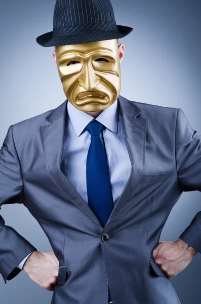 Işadamı kimliğini gizlemek maske ile — Stok fotoğraf