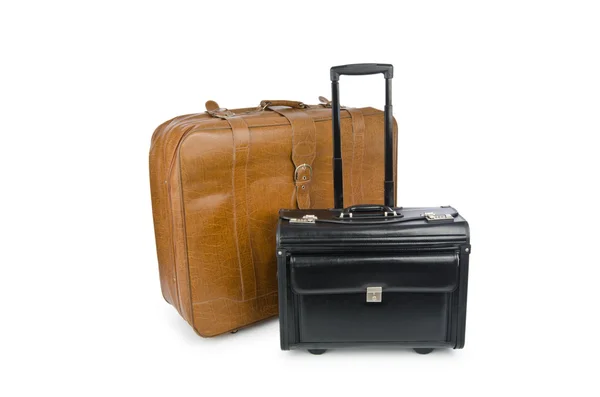 Concetto di viaggio con valigia su bianco — Foto Stock