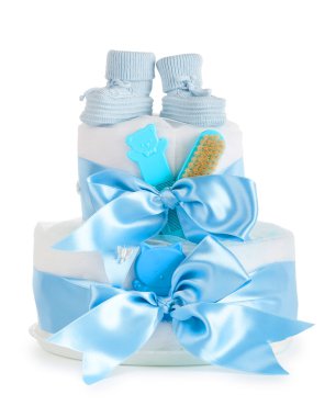 Cakes made of diapers on white clipart