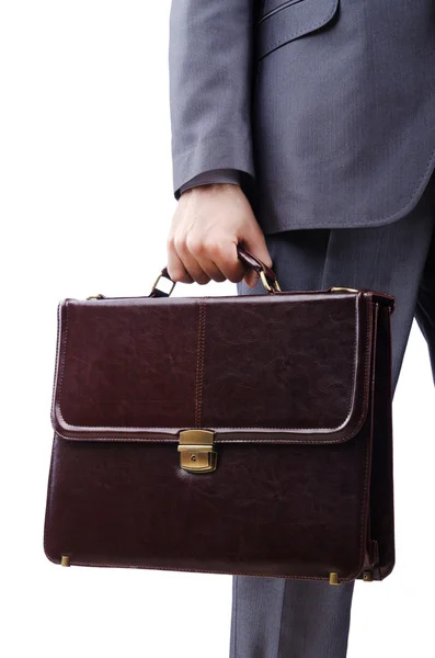 Uomo d'affari con valigetta bianca — Foto Stock