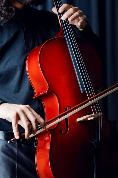Cello player during performance — Stock Photo, Image