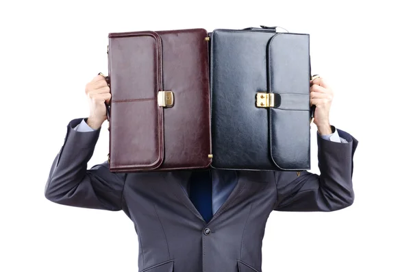 Uomo d'affari con valigetta bianca — Foto Stock