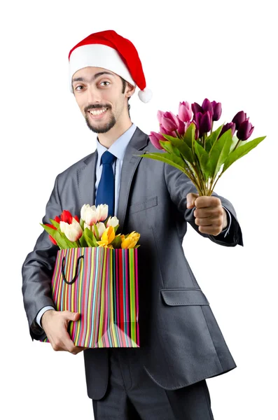 Бизнесмен в рождественской концепции празднования — стоковое фото