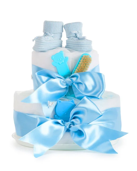 stock image Cakes made of diapers on white