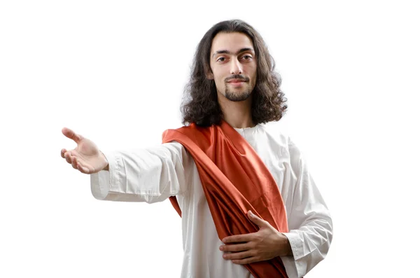 Олицетворение Иисуса Христа, изолированное от белого — стоковое фото