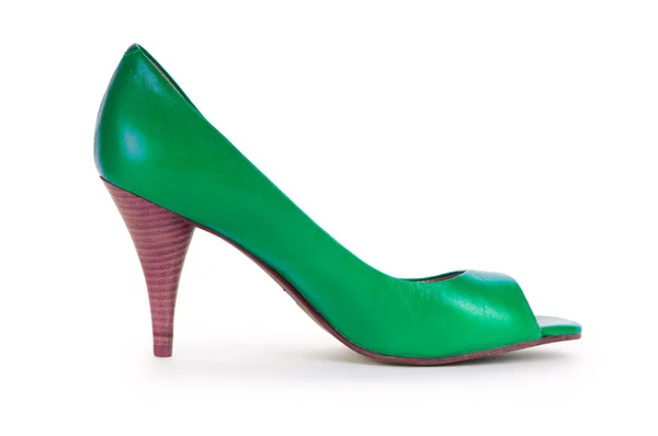 Sapatos femininos verdes no conceito de moda — Fotografia de Stock