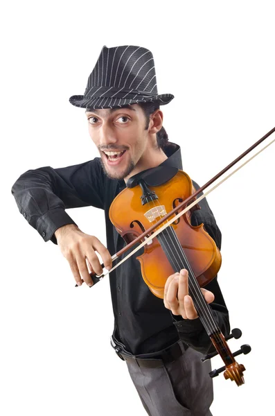 Violin player isolated on white — Stock Photo, Image