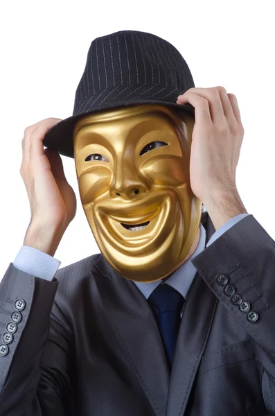 Бизнесмен в маске, скрывающий свою личность — стоковое фото