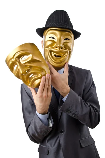 Zakenman met masker verbergt zijn identiteit — Stockfoto