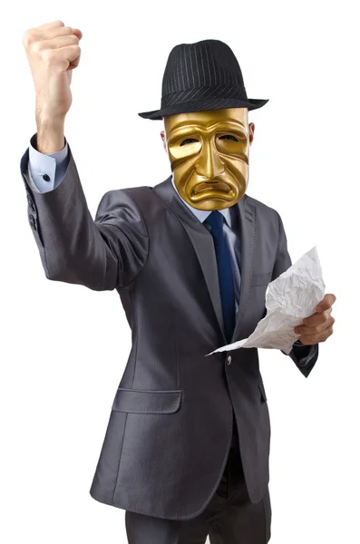 Homem com máscara em branco — Fotografia de Stock