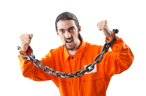 Criminal in oranje gewaad in de gevangenis — Stockfoto