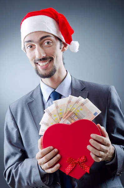 Santa med eurosedlar — Stockfoto
