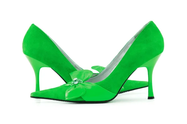 Chaussures Femme Vert sur fond blanc — Photo
