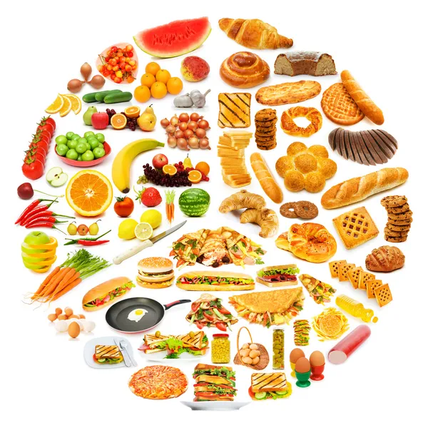 Cerchio con un sacco di prodotti alimentari — Foto Stock
