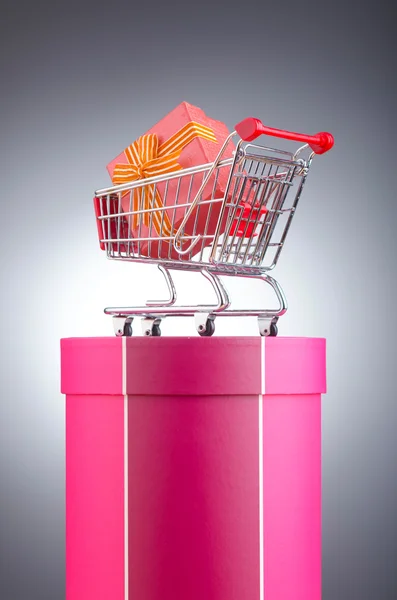 Christmas shopping concept with shopping cart Royalty Free Stock Images