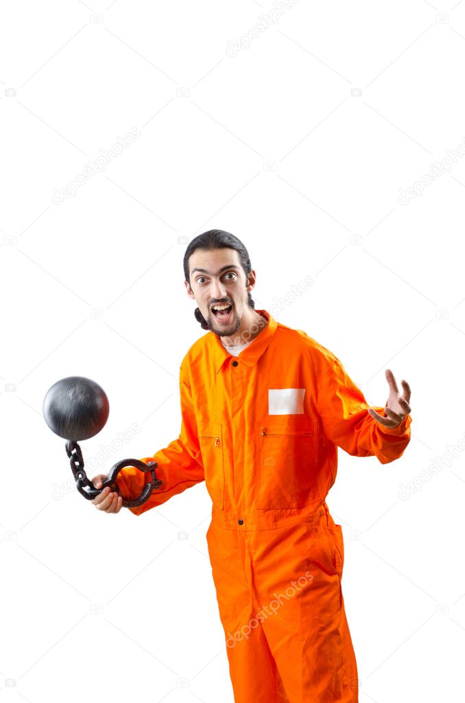 Convicted criminal on white background