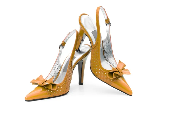 Sapatos femininos no fundo branco — Fotografia de Stock