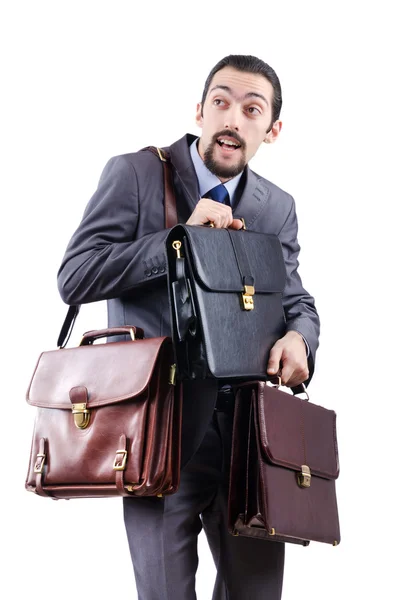 Businessman with briefcase on white — Stock Photo, Image