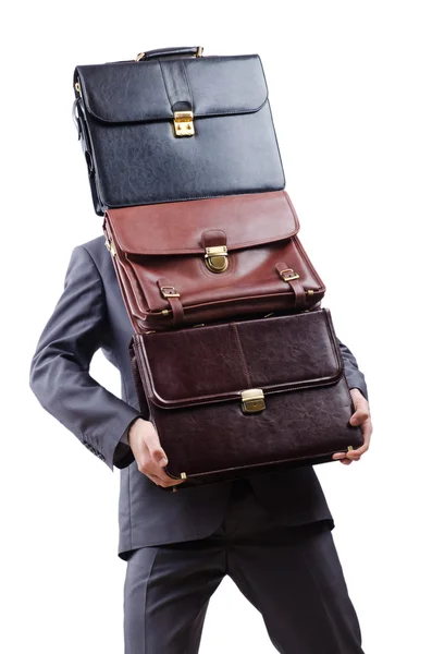 Empresario con maletín en blanco —  Fotos de Stock