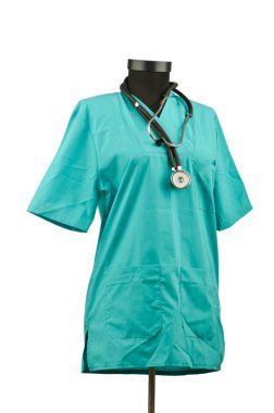 tıbbi ceket ve beyaz izole stetoskop
