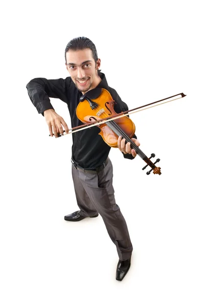 小提琴手上白色隔离 — 图库照片