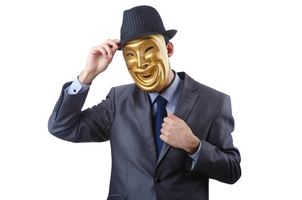 Affärsman med mask som döljer sin identitet — Stockfoto