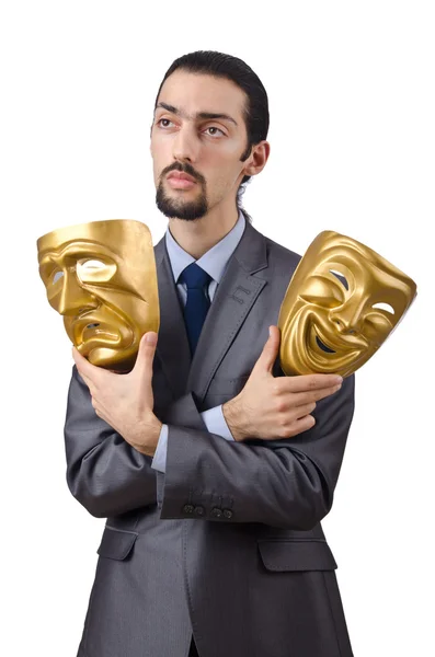 Geschäftsmann mit Maske, der seine Identität verschleiert — Stockfoto