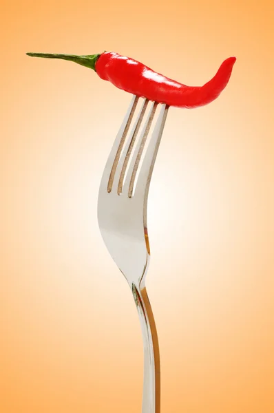 Piper roșu pe furculiță — Fotografie, imagine de stoc
