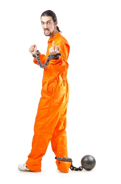 Criminal vestida de naranja en prisión — Foto de Stock