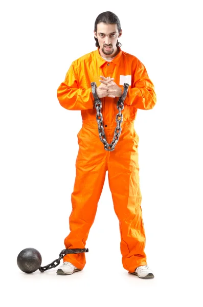 Kriminella i orange dräkt i fängelse — Stockfoto