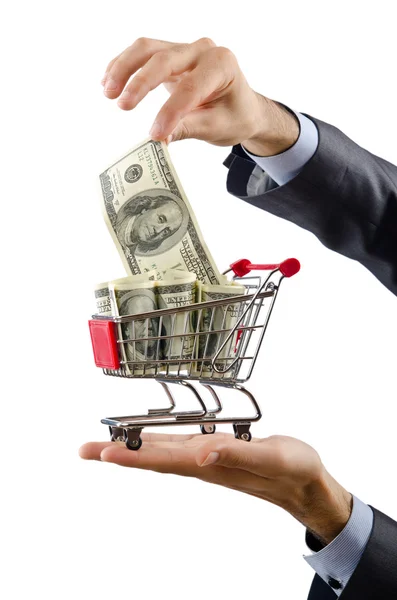 stock image Shopping cart full of money