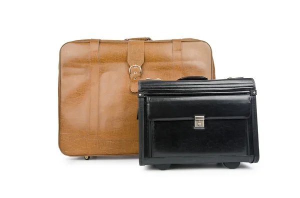 Resa koncept med resväska på vit — Stockfoto