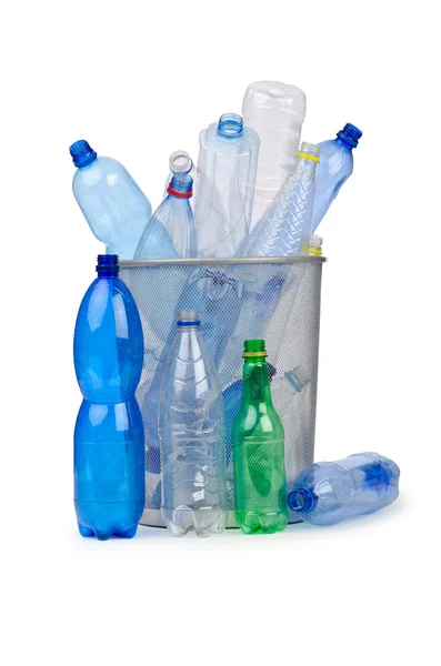 Пластикові пляшки в концепції переробки — стокове фото