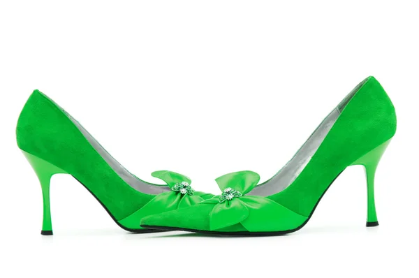 Scarpe Femminili Verdi su sfondo bianco — Foto Stock
