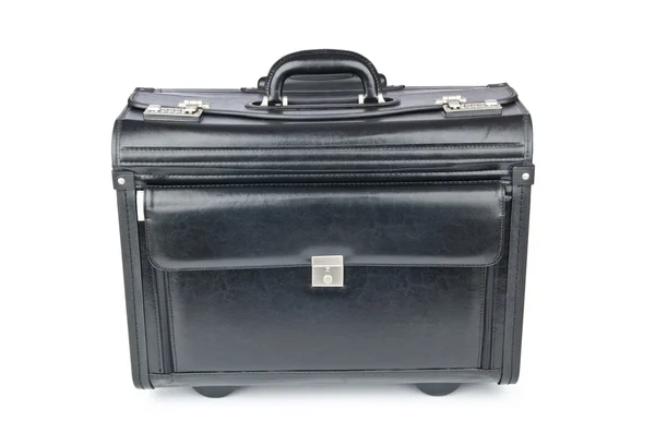 Siyah evrak çantası üzerinde beyaz izole — Stok fotoğraf