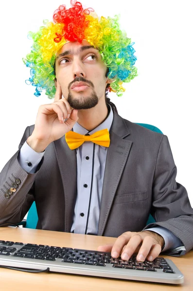 Clown zakenman geïsoleerd op de witte — Stockfoto