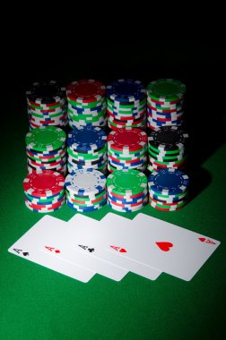 Many cards and casino chips clipart