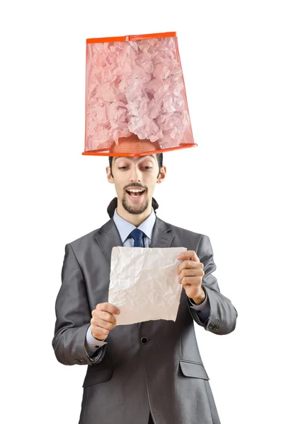 Człowiek z dużo zmarnowanego papieru — Zdjęcie stockowe