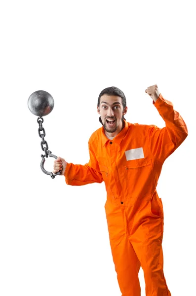 在监狱中的橙色长袍刑事 — 图库照片