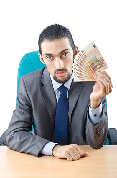Homem com dinheiro isolado no branco — Fotografia de Stock