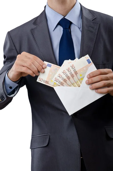 Homem com notas de euro — Fotografia de Stock
