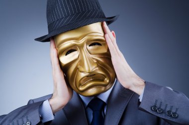 Businessman with mask concealing his identity clipart