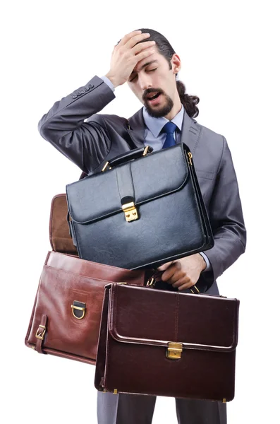 Businessman with briefcase on white — Stock Photo, Image