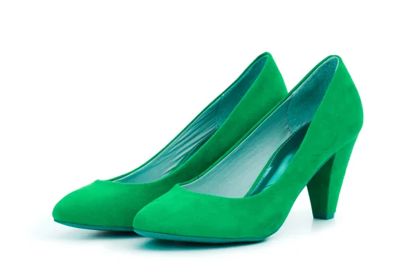 Sapatos femininos verdes no conceito de moda — Fotografia de Stock