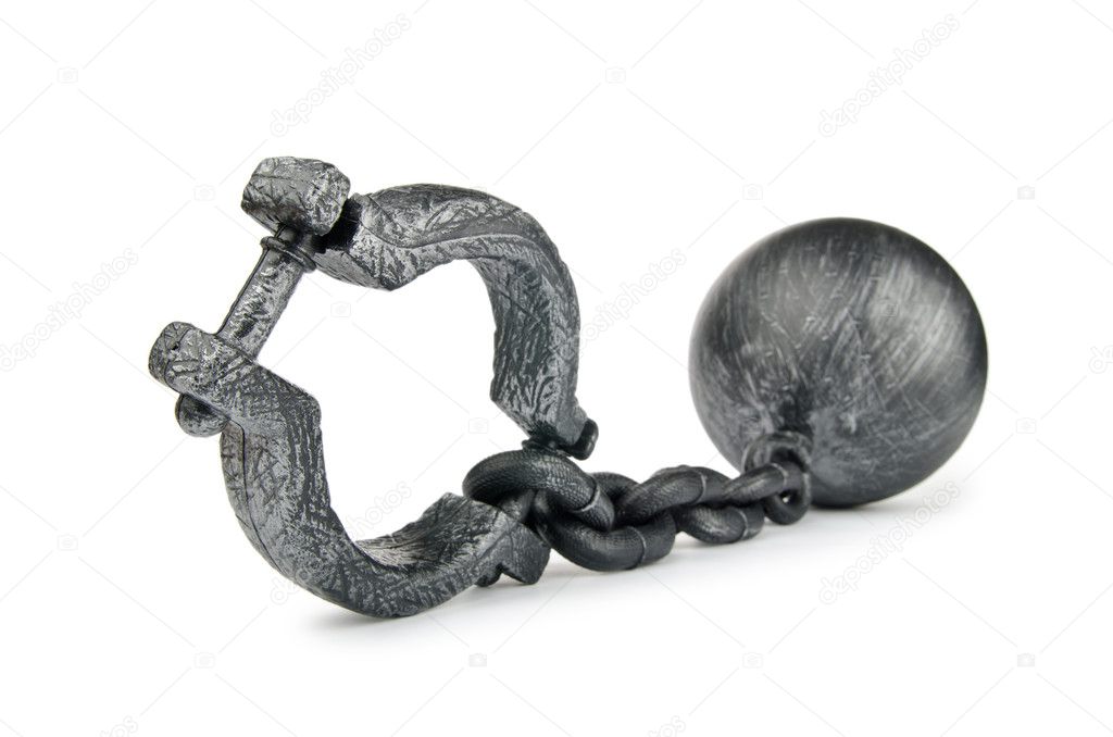 Metal shackles isolated on the white