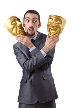 Businessman with mask concealing his identity clipart