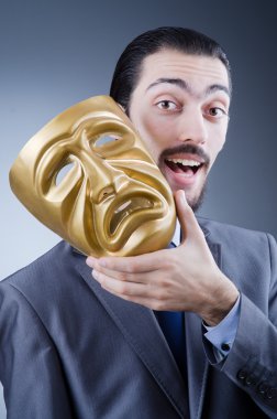 Businessman with mask concealing his identity clipart