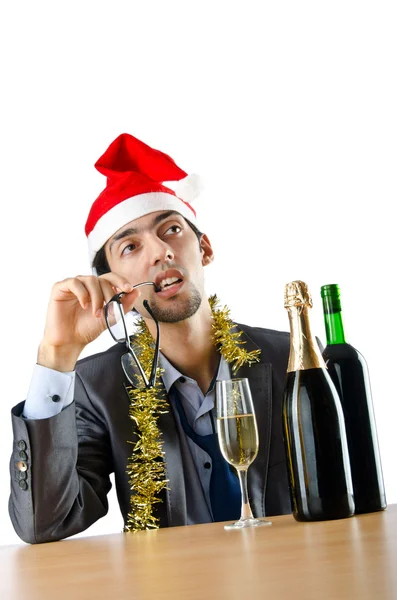 П'яний офіс працівник після різдвяної вечірки — стокове фото