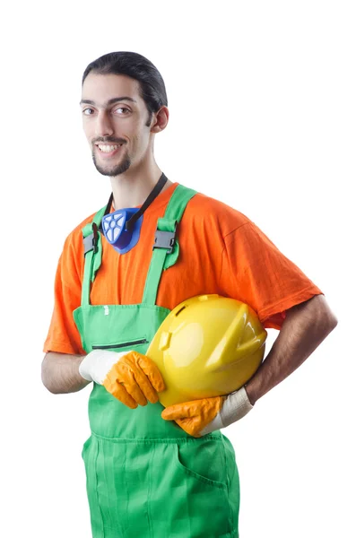 Beyaz izole inşaat işçisi — Stok fotoğraf