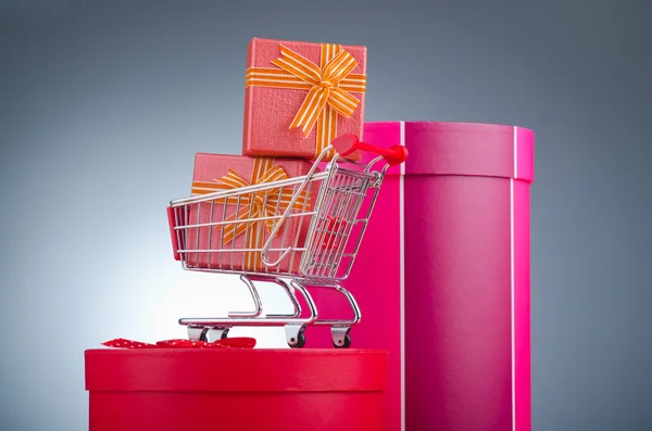 Noel kavramı ile alışveriş sepeti alışveriş — Stok fotoğraf